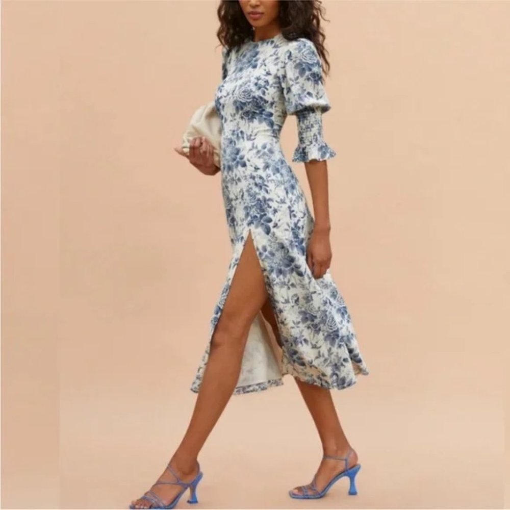 Reformation Carolena Blue-White DRESS [Size 4]